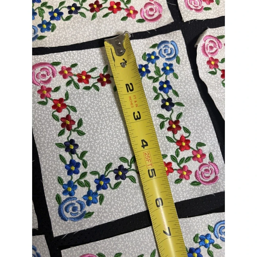 Set of 14 Vtg Quilt Blocks~ Machine Embroidered Flower Border~6